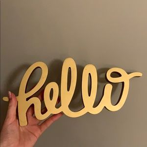 ON HOLD Gold cursive “hello” room decor 💗